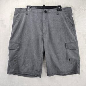 Vintage No Fear Performance Shorts Size 38 Gray Y2K Cargo Lightweight